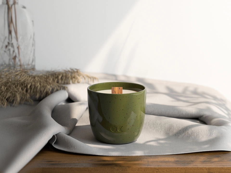 Ceramic scented candle - Sea Salt & Sage with seed paper